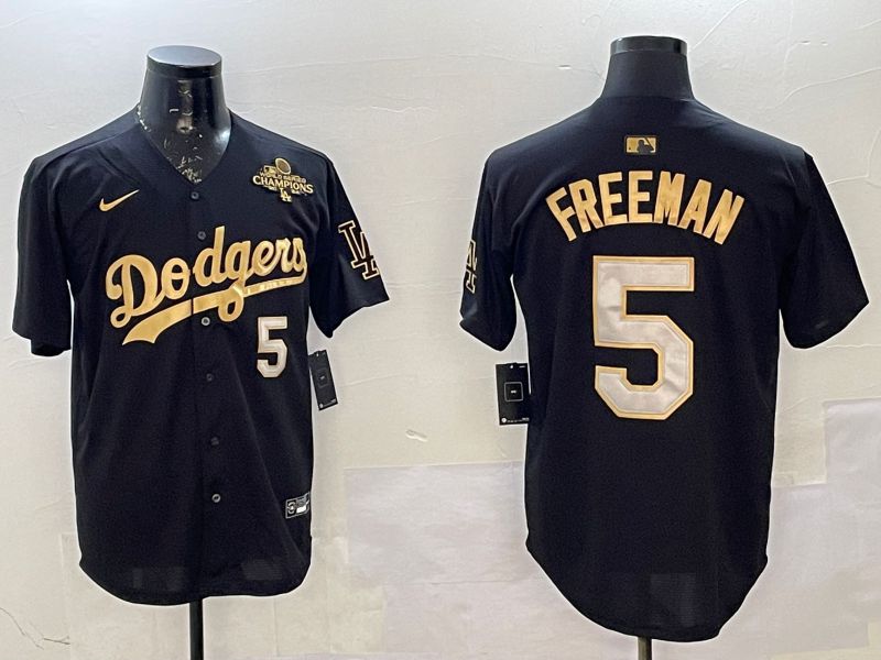 Men Los Angeles Dodgers #5 Freeman Black Gold Game 2025 Nike MLB Jersey style 02253